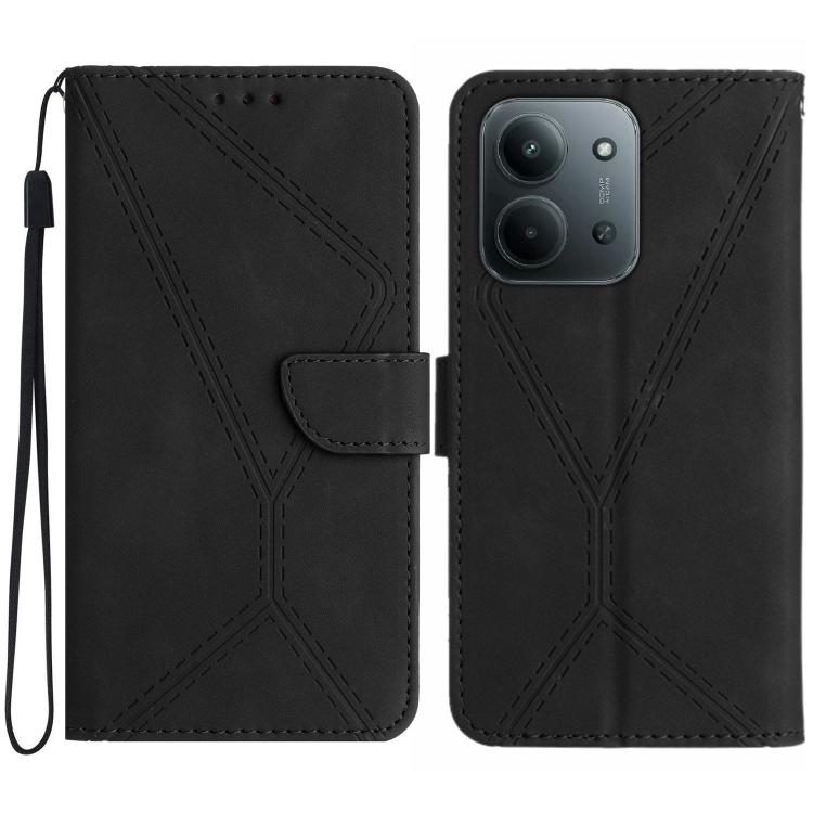 

For Redmi 15C 5G / 4G Global 171mm Stitching Embossed Leather Phone Case(Black)