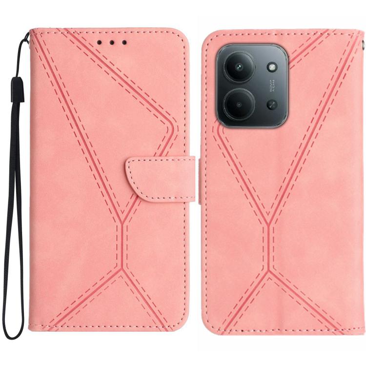 

For Redmi 15C 5G / 4G EU 173mm Stitching Embossed Leather Phone Case(Pink)