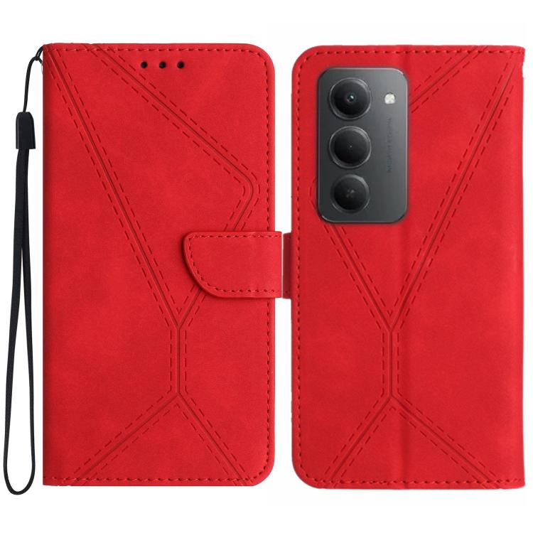 

For Redmi 15 5G Global / 15 4G SEA Stitching Embossed Leather Phone Case(Red)