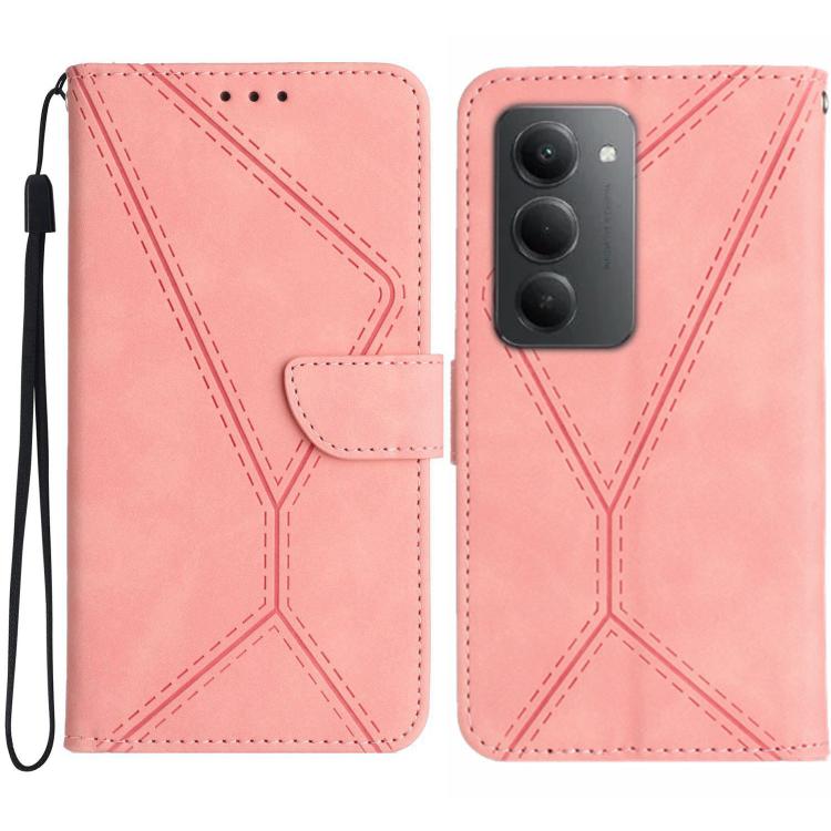 

For Redmi 15 5G Global / 15 4G SEA Stitching Embossed Leather Phone Case(Pink)