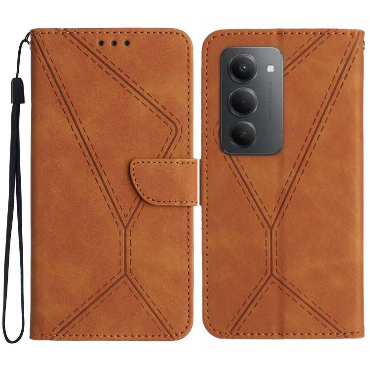 

For Redmi 15 5G Global / 15 4G SEA Stitching Embossed Leather Phone Case(Brown)