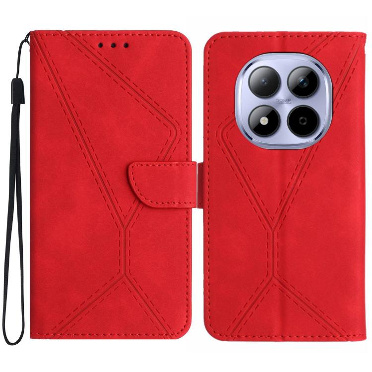 

For Redmi Note 15 Pro+ 5G Global 163.3mm Stitching Embossed Leather Phone Case(Red)