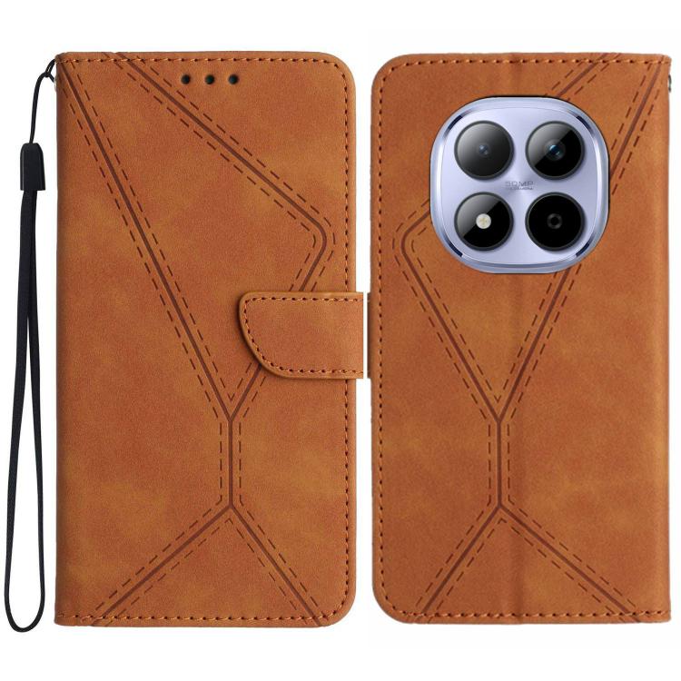

For Redmi Note 15 Pro+ 5G Global 163.3mm Stitching Embossed Leather Phone Case(Brown)