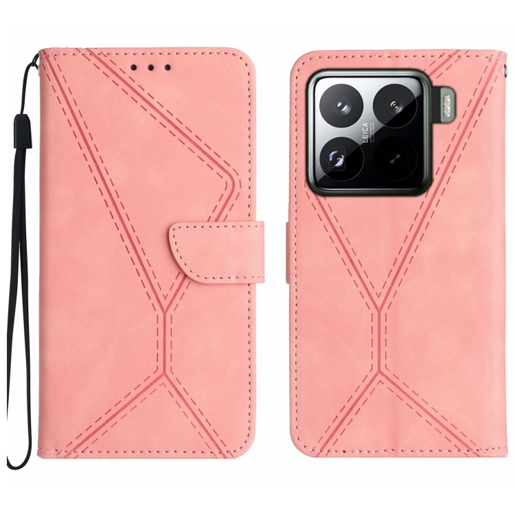 

For Xiaomi 15 Pro Stitching Embossed Leather Phone Case(Pink)