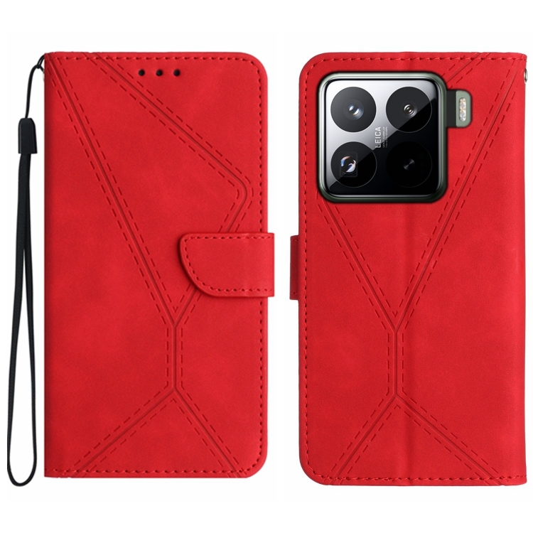 

For Xiaomi 15 Stitching Embossed Leather Phone Case(Red)