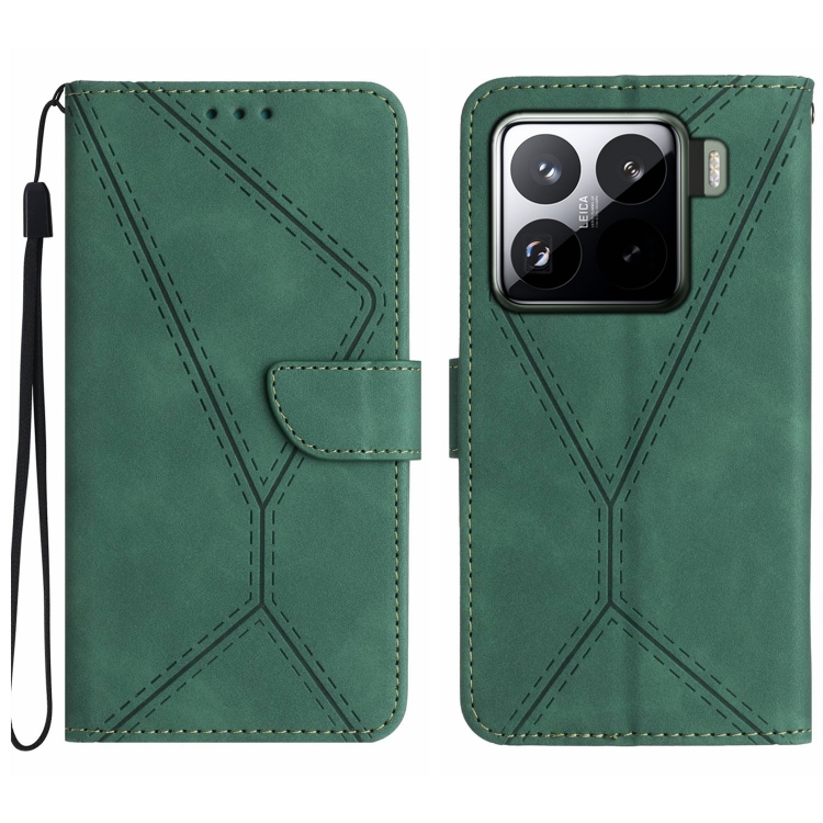 

For Xiaomi 15 Stitching Embossed Leather Phone Case(Green)