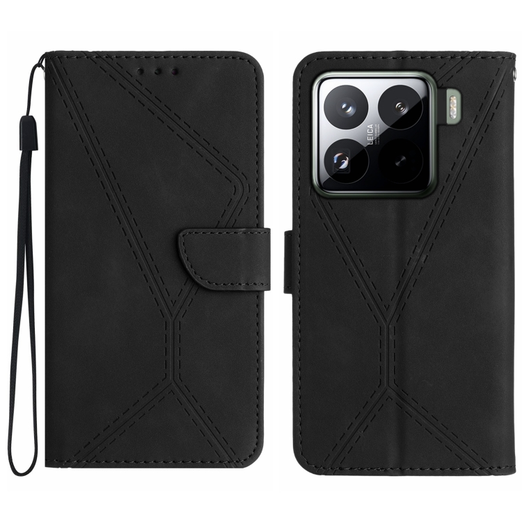 

For Xiaomi 15 Stitching Embossed Leather Phone Case(Black)