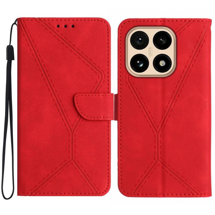 

For Xiaomi 15T Stitching Embossed Leather Phone Case(Red)