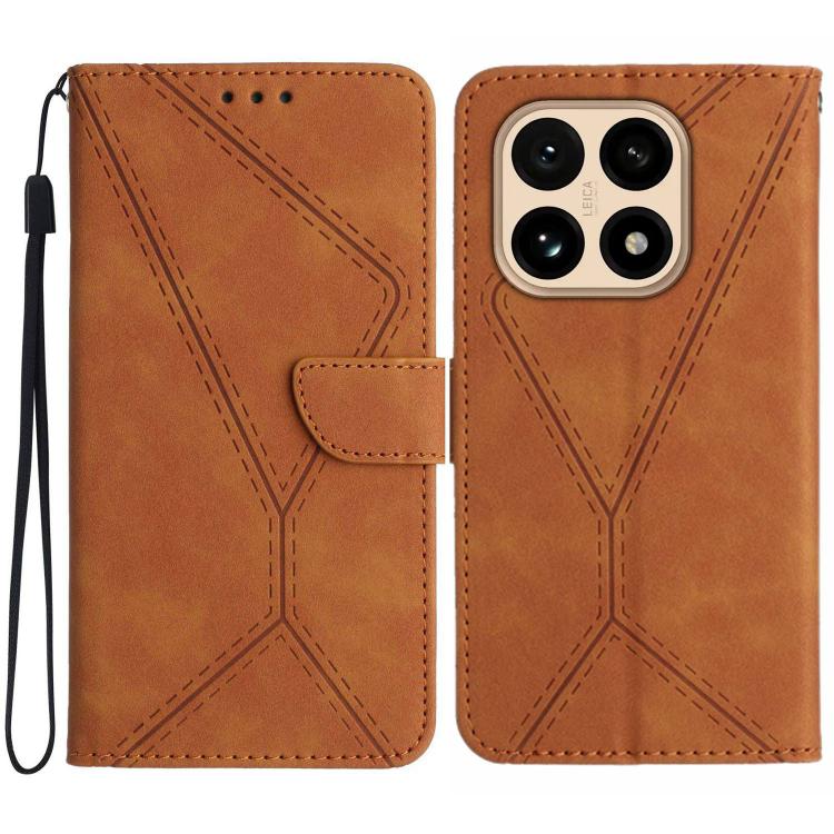 

For Xiaomi 15T Stitching Embossed Leather Phone Case(Brown)