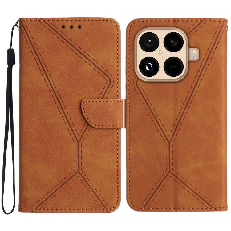 

For Xiaomi 15T Pro Stitching Embossed Leather Phone Case(Brown)
