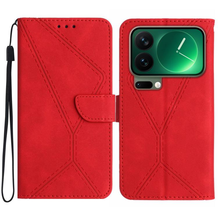 

For Xiaomi 17 Pro Max Stitching Embossed Leather Phone Case(Red)