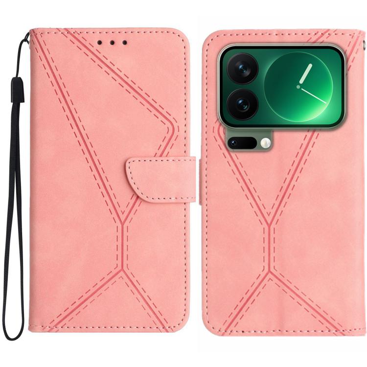 

For Xiaomi 17 Pro Max Stitching Embossed Leather Phone Case(Pink)