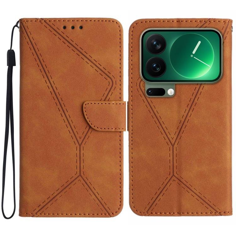 

For Xiaomi 17 Pro Stitching Embossed Leather Phone Case(Brown)
