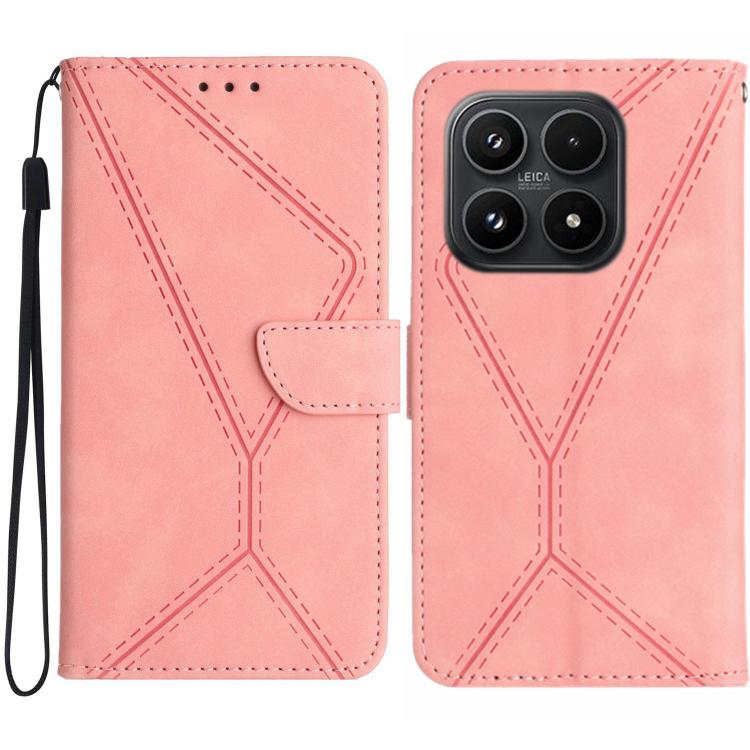 

For Xiaomi 17 Stitching Embossed Leather Phone Case(Pink)