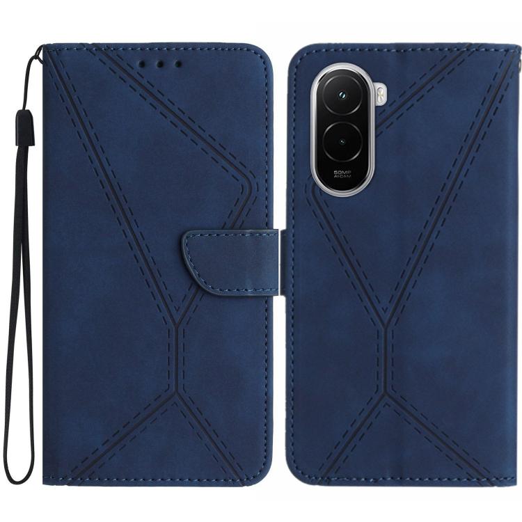For Xiaomi Poco M7 4G 169mm Stitching Embossed Leather Phone Case(Blue)