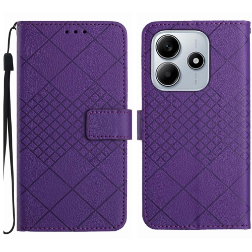 

For Redmi Note 14 5G Rhombic Grid Texture Leather Phone Case(Purple)