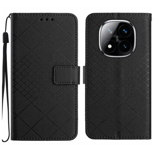 

For Redmi Note 14 Pro+ 5G Rhombic Grid Texture Leather Phone Case(Black)