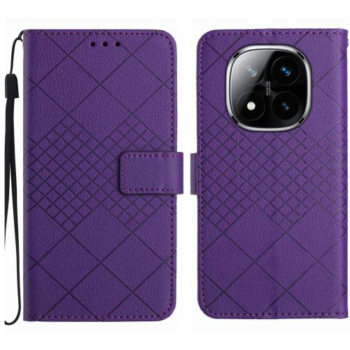 

For Redmi Note 14 Pro 4G Rhombic Grid Texture Leather Phone Case(Purple)