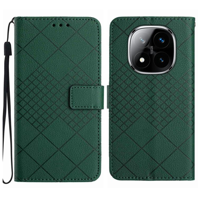 

For Redmi Note 14 Pro 4G Rhombic Grid Texture Leather Phone Case(Green)