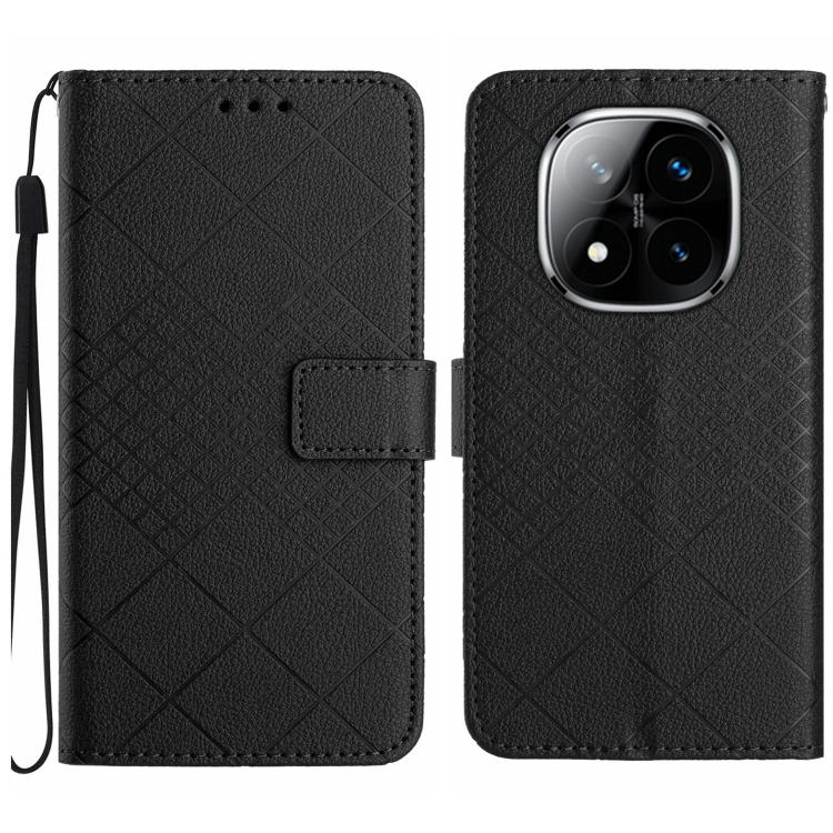 

For Redmi Note 14 Pro 4G Rhombic Grid Texture Leather Phone Case(Black)