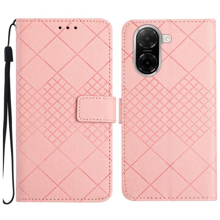

For Redmi A5 4G 171.7mm / Poco C71 Rhombic Grid Texture Leather Phone Case(Pink)