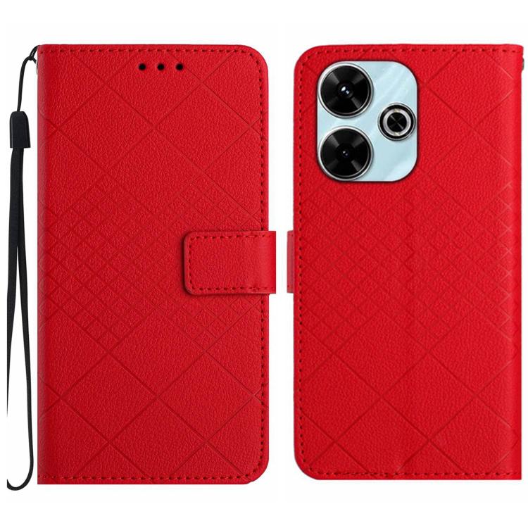 

For Redmi 13x Rhombic Grid Texture Leather Phone Case(Red)