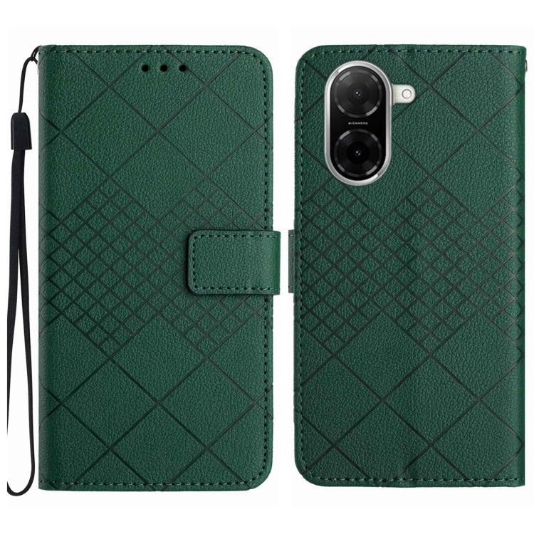 

For Redmi A5 4G 173.3mm Rhombic Grid Texture Leather Phone Case(Green)