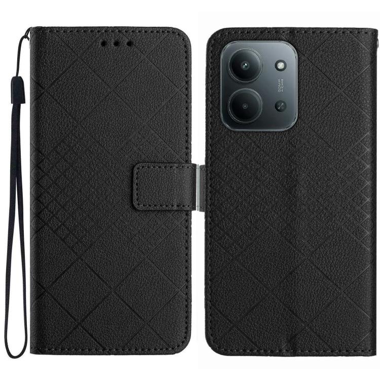 

For Redmi 15C 5G / 4G Global 171mm Rhombic Grid Texture Leather Phone Case(Black)