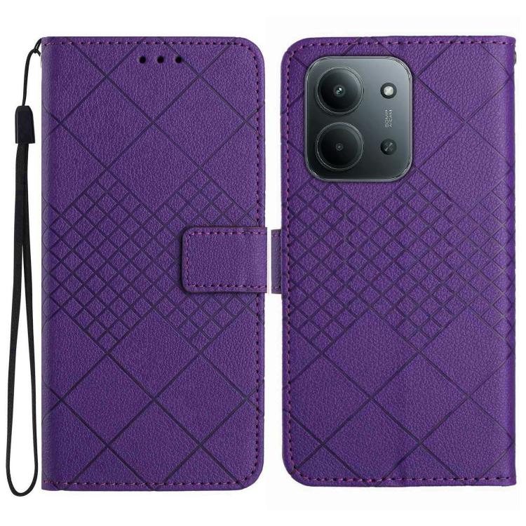 

For Redmi 15C 5G / 4G EU 173mm Rhombic Grid Texture Leather Phone Case(Purple)