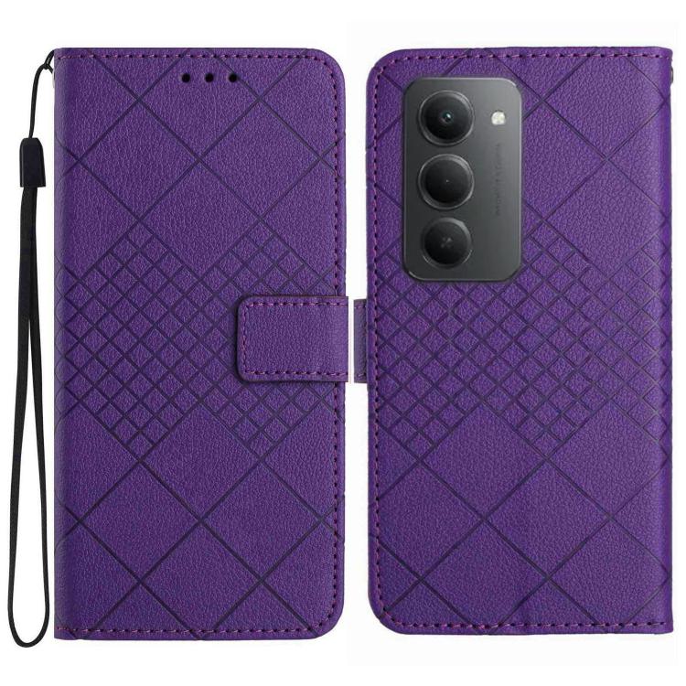 

For Redmi 15 5G Global / 15 4G SEA Rhombic Grid Texture Leather Phone Case(Purple)