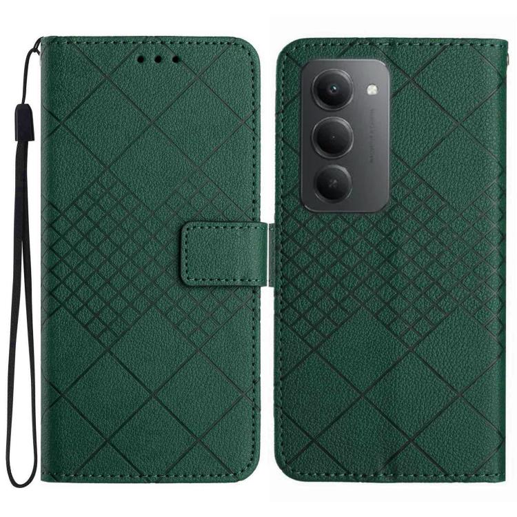 

For Redmi 15 5G Global / 15 4G SEA Rhombic Grid Texture Leather Phone Case(Green)