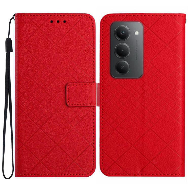 For Redmi 15 5G / 4G EU 171mm Rhombic Grid Texture Leather Phone Case(Red)