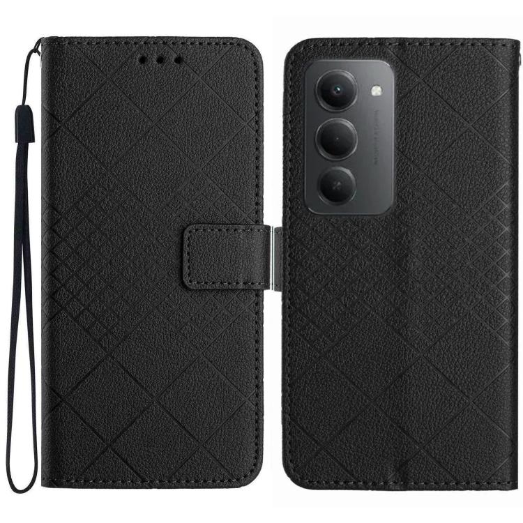 

For Redmi 15 5G / 4G EU 171mm Rhombic Grid Texture Leather Phone Case(Black)