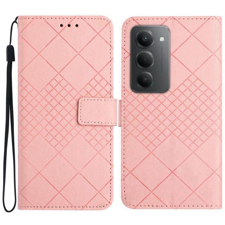 

For Redmi 15 5G / 4G EU 171mm Rhombic Grid Texture Leather Phone Case(Pink)