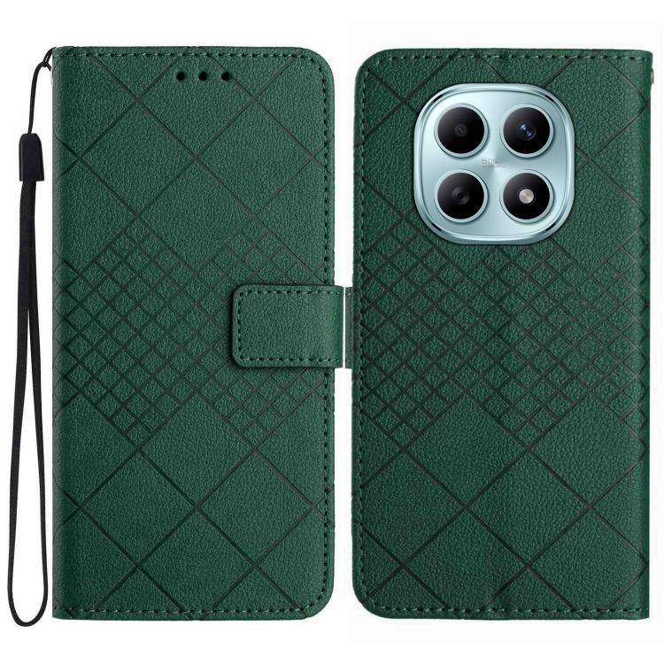 

For Redmi Note 15 Pro 4G Global 163.2mm Rhombic Grid Texture Leather Phone Case(Green)