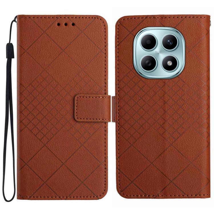 

For Redmi Note 15 Pro 4G Global 163.2mm Rhombic Grid Texture Leather Phone Case(Brown)