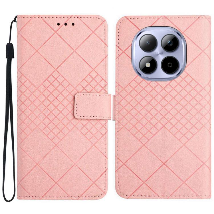 

For Redmi Note 15 Pro+ 5G Global 163.3mm Rhombic Grid Texture Leather Phone Case(Pink)