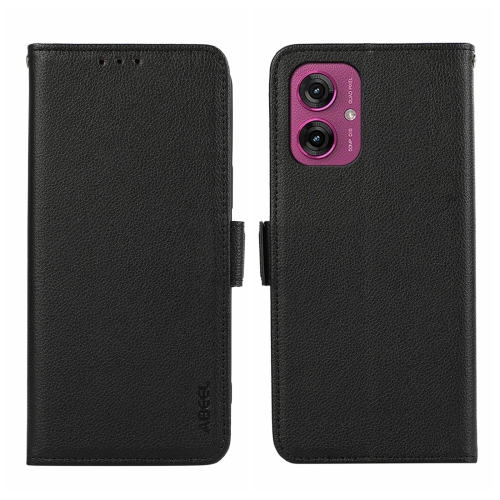 

For Motorola Moto G55 5G ABEEL Side-Magnetic Litchi Pattern Leather RFID Phone Case(Black)