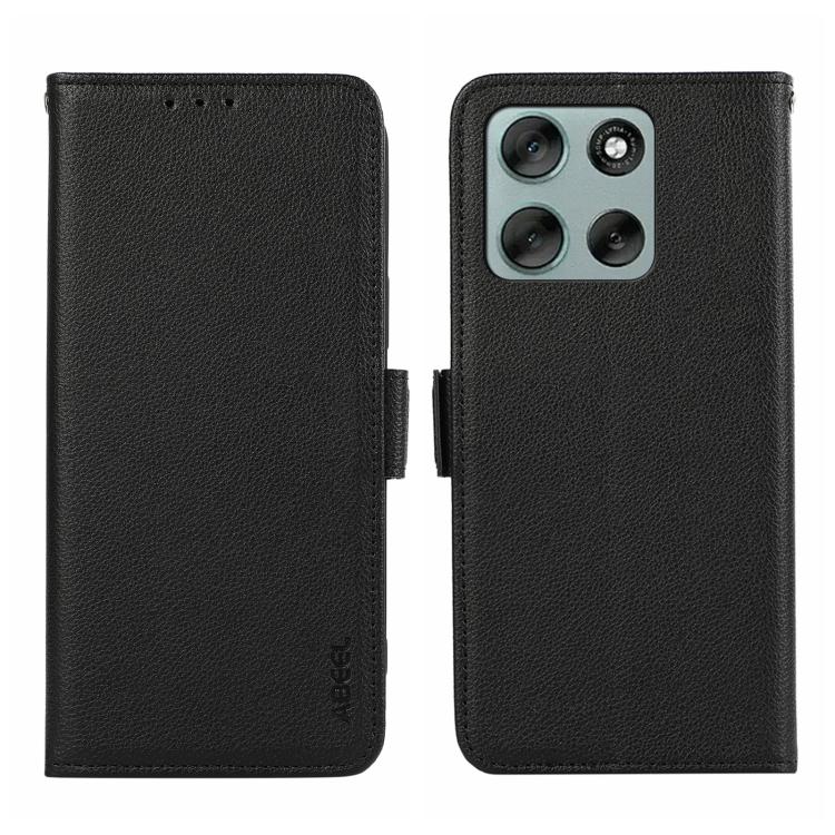 

For Motorola Moto G86 Power ABEEL Side-Magnetic Litchi Pattern Leather RFID Phone Case(Black)