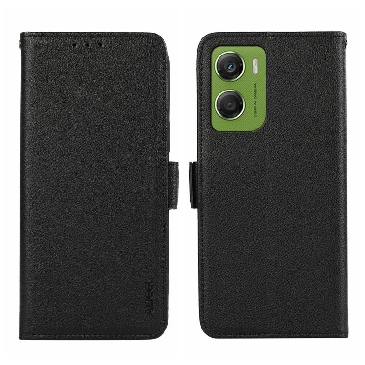 

For Motorola Moto G06 4G ABEEL Side-Magnetic Litchi Pattern Leather RFID Phone Case(Black)