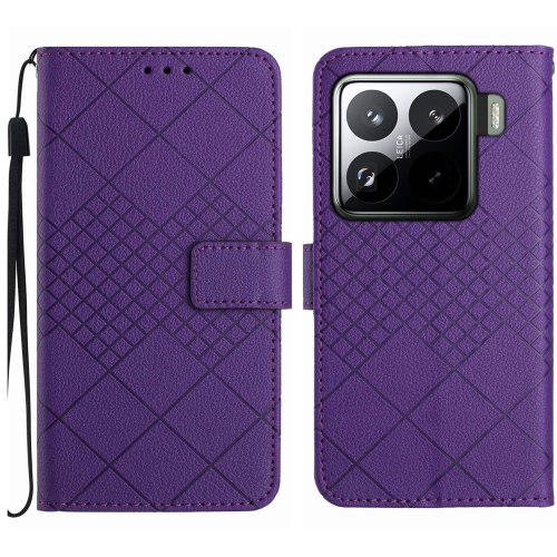 

For Xiaomi 15 Rhombic Grid Texture Leather Phone Case(Purple)