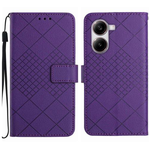 

For Xiaomi Poco X7 Pro Rhombic Grid Texture Leather Phone Case(Purple)