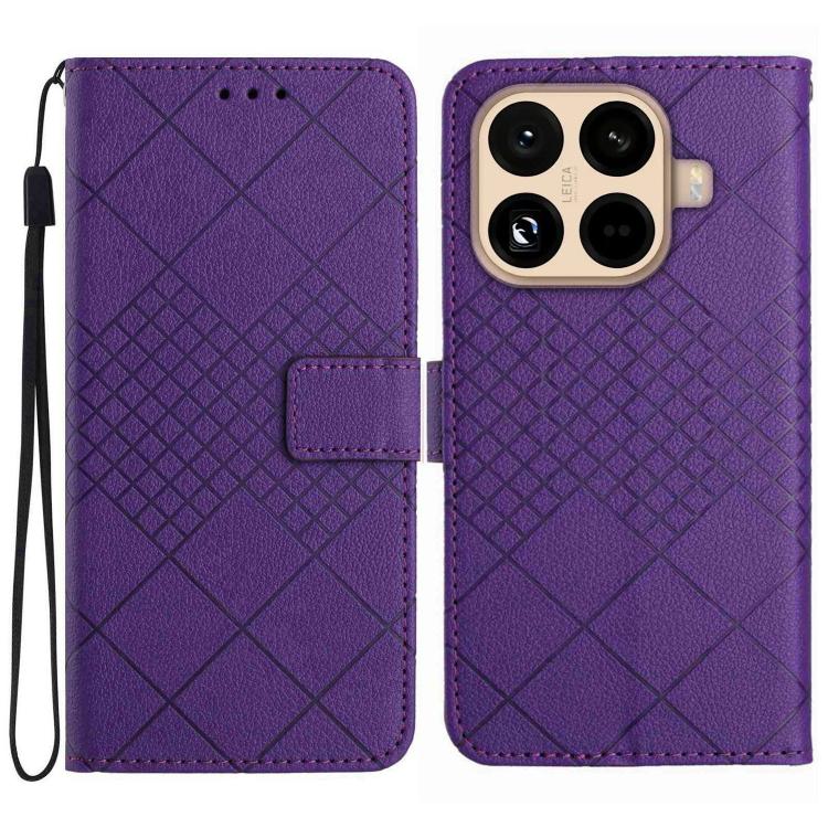 

For Xiaomi 15T Pro Rhombic Grid Texture Leather Phone Case(Purple)