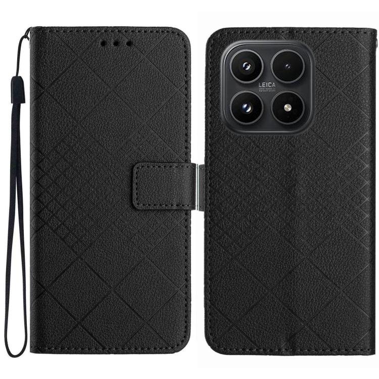 

For Xiaomi 17 Rhombic Grid Texture Leather Phone Case(Black)