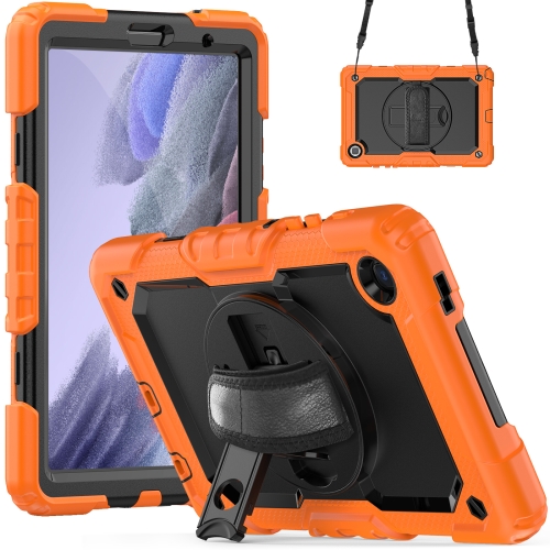 

For Samsung Galaxy Tab A7 Lite T220 Silicone Hybrid PC Tablet Case with Shoulder Strap(Orange)