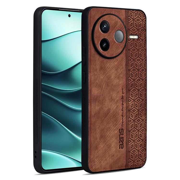 

For Redmi K80 AZNS 3D Embossed Skin Feel Phone Case(Brown)