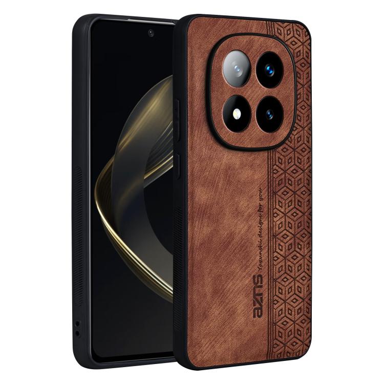 

For Redmi Note 14 Pro 4G Global AZNS 3D Embossed Skin Feel Phone Case(Brown)