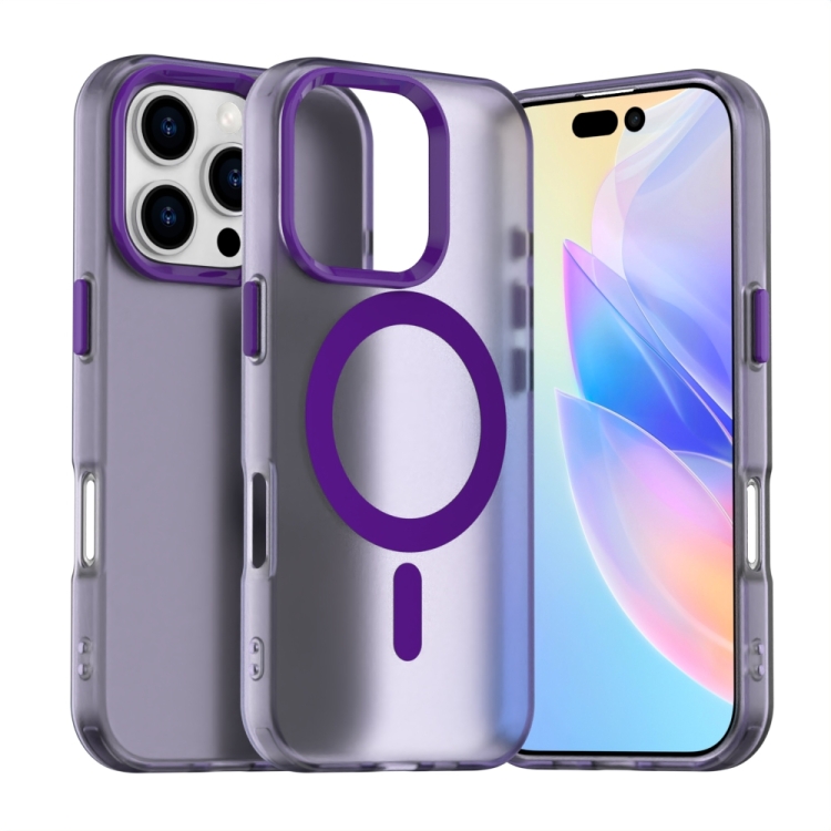 

For iPhone 16 Pro Candy Magsafe PC Hybrid TPU Phone Case(Purple)