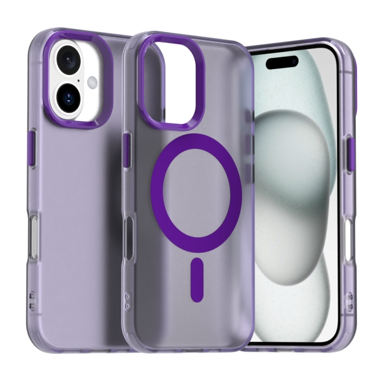 

For iPhone 16 Plus Candy Magsafe PC Hybrid TPU Phone Case(Purple)