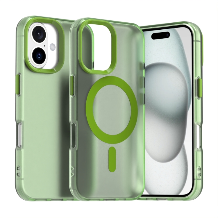 

For iPhone 16 Candy Magsafe PC Hybrid TPU Phone Case(Green)